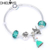 CHIELOYS Silver Color Mickey & Minnie Alloy Beads And Pendant Charm Brand Bracelet & Bangles For Women Jewelry Children Gift