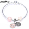 CHIELOYS Silver Color Mickey & Minnie Alloy Beads And Pendant Charm Brand Bracelet & Bangles For Women Jewelry Children Gift