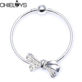 CHIELOYS Silver Color Mickey & Minnie Alloy Beads And Pendant Charm Brand Bracelet & Bangles For Women Jewelry Children Gift