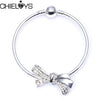 CHIELOYS Silver Color Mickey & Minnie Alloy Beads And Pendant Charm Brand Bracelet & Bangles For Women Jewelry Children Gift