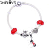 CHIELOYS Silver Color Mickey & Minnie Alloy Beads And Pendant Charm Brand Bracelet & Bangles For Women Jewelry Children Gift