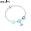 CHIELOYS Silver Color Mickey & Minnie Alloy Beads And Pendant Charm Brand Bracelet & Bangles For Women Jewelry Children Gift