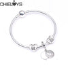 CHIELOYS Silver Color Mickey & Minnie Alloy Beads And Pendant Charm Brand Bracelet & Bangles For Women Jewelry Children Gift