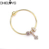 CHIELOYS Silver Color Mickey & Minnie Alloy Beads And Pendant Charm Brand Bracelet & Bangles For Women Jewelry Children Gift