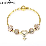 CHIELOYS Silver Color Mickey & Minnie Alloy Beads And Pendant Charm Brand Bracelet & Bangles For Women Jewelry Children Gift
