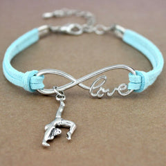 Gymnastics Gym Sports Heart Infinity Love Charm Bracelets Pink Blue Women Men Girl Boy Unisex Jewelry Gift 20 Colors to Choose