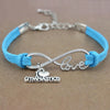 Gymnastics Gym Sports Heart Infinity Love Charm Bracelets Pink Blue Women Men Girl Boy Unisex Jewelry Gift 20 Colors to Choose