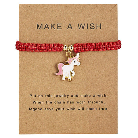 Make a Wish Animal Adjustable Horse Bracelets Bangle Silver Charms Women Girls Handmade Chain Message Card Jewelry