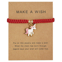 Make a Wish Animal Adjustable Horse Bracelets Bangle Silver Charms Women Girls Handmade Chain Message Card Jewelry