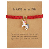 Make a Wish Animal Adjustable Horse Bracelets Bangle Silver Charms Women Girls Handmade Chain Message Card Jewelry