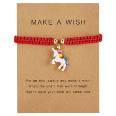 Make a Wish Animal Adjustable Horse Bracelets Bangle Silver Charms Women Girls Handmade Chain Message Card Jewelry