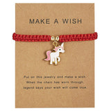 Make a Wish Animal Adjustable Horse Bracelets Bangle Silver Charms Women Girls Handmade Chain Message Card Jewelry